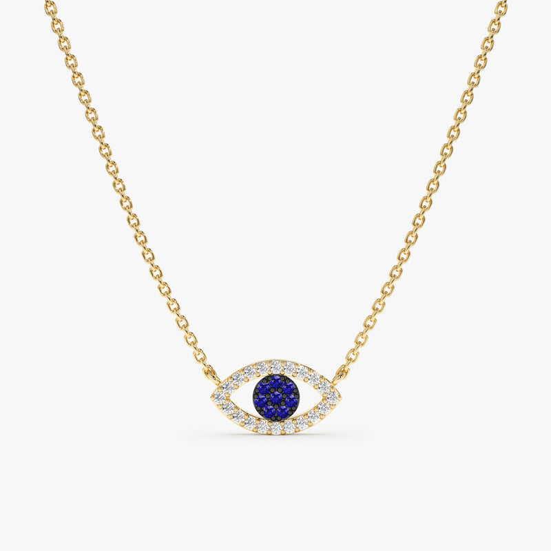 Sapphire Diamond Evil Eye Necklace