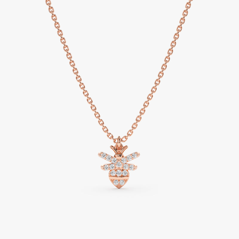 Rose Gold Diamond Bumblebee Necklace