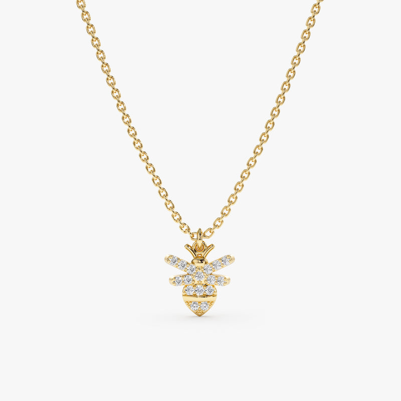 Yellow Gold Diamond Bumblebee Necklace
