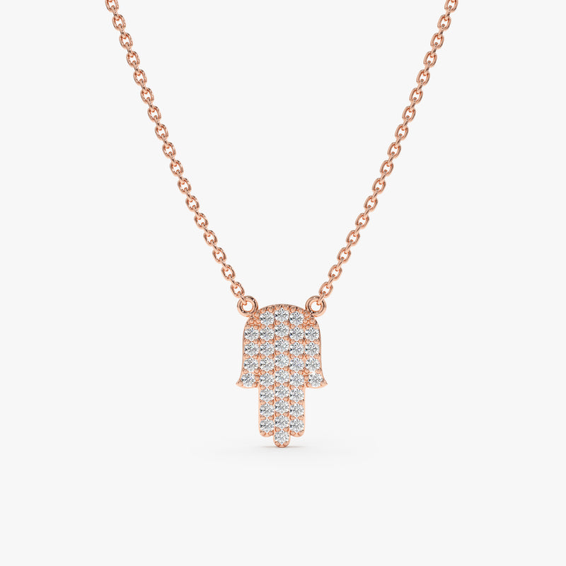 Rose Gold Diamond Hamsa Necklace