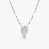 White Gold Diamond Hamsa Necklace