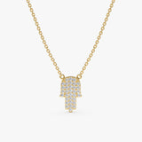 Yellow Gold Diamond Hamsa Necklace