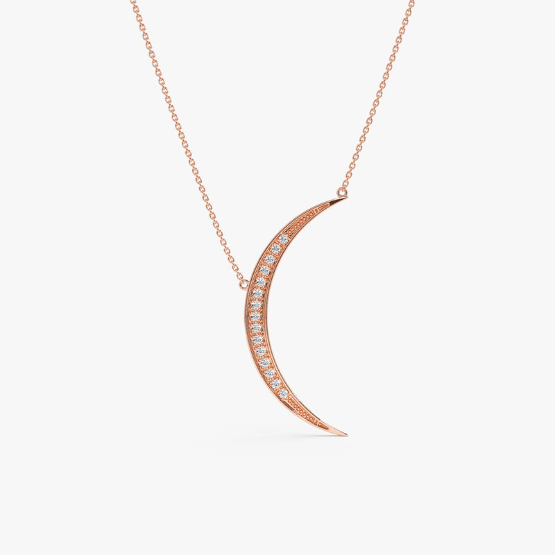 Rose Gold Diamond Crescent Pendant