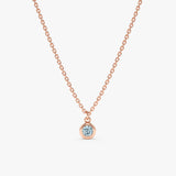 solid Rose Gold Aquamarine bezel charm  Necklace
