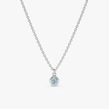 solid White Gold Bezel Aquamarine Necklace
