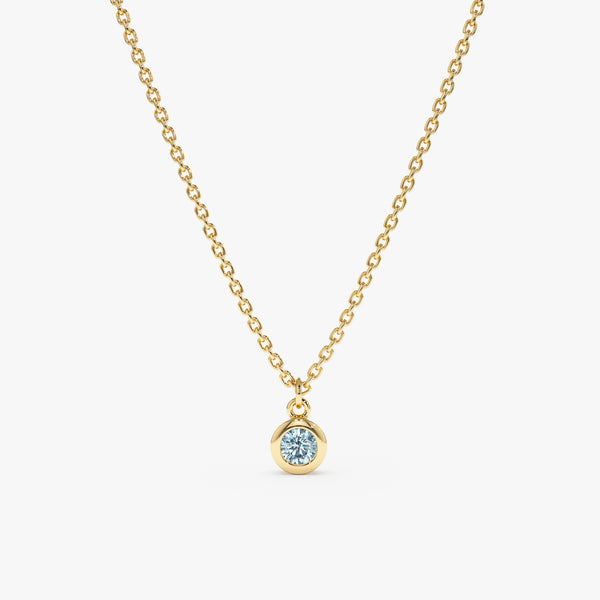 Yellow Gold Bezel Aquamarine Necklace