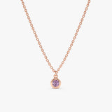 solid Rose Gold Amethyst bezel charm Necklace