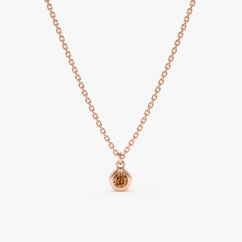 Rose Gold Bezel Citrine Necklace