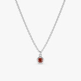 White Gold Bezel Garnet Necklace