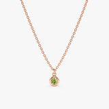 handmade 14k Rose Gold Bezel Peridot Necklace