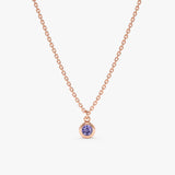 14k Rose Gold natural Tanzanite bezel Necklace