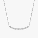 White Gold Diamond Curved Bar Necklace