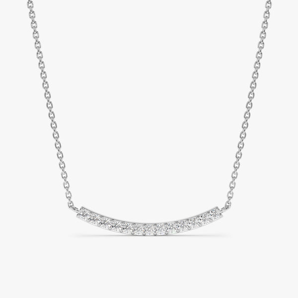 White Gold Diamond Curved Bar Necklace