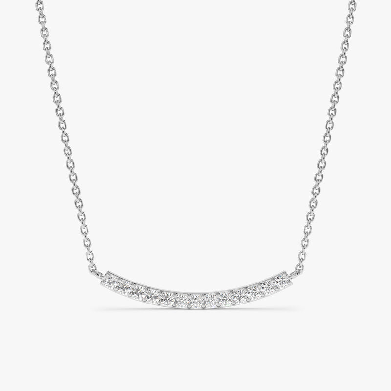 White Gold Diamond Curved Bar Necklace