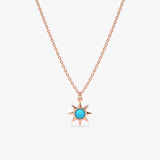 Rose Gold Turquoise Sun Necklace