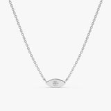 White Gold Diamond Solitaire Evil Eye Necklace