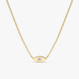 Yellow Gold Diamond Solitaire Evil Eye Necklace