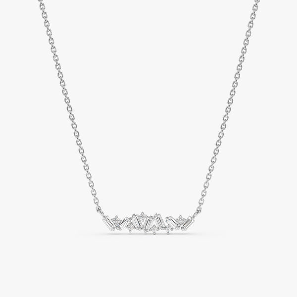 White Gold Diamond Cluster Necklace