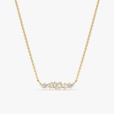 Yellow Gold Dainty Diamond Cluster Necklace