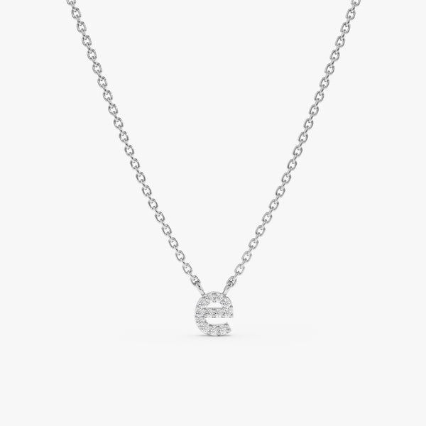 White Gold Natural Diamond Letter Necklace