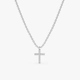 solid White Gold Diamond Cross Pendant necklace