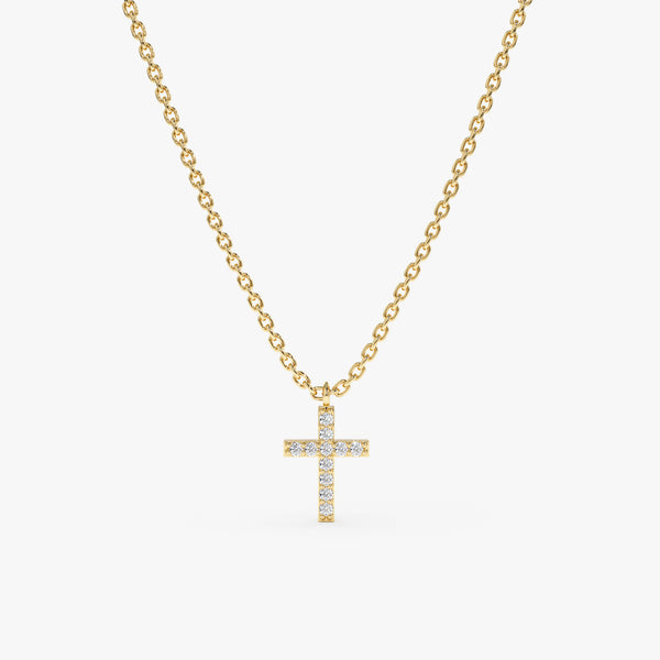 handcrafted dainty diamond cross pendant necklace