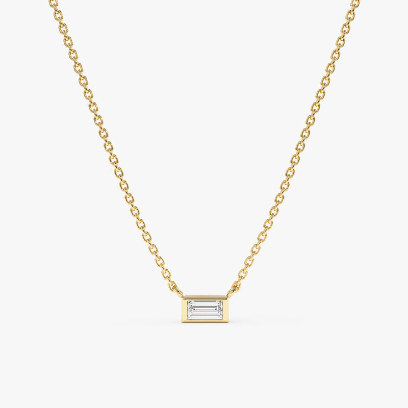 Yellow Gold Baguette Diamond Necklace