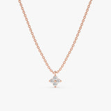 14k rose gold clover pendant with diamond petals