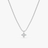  Lucky four-leaf clover necklace with diamond petals in white gold