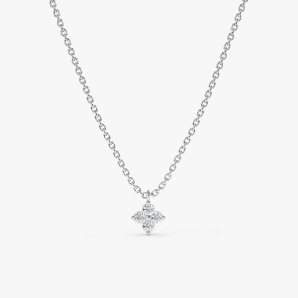  Lucky four-leaf clover necklace with diamond petals in white gold