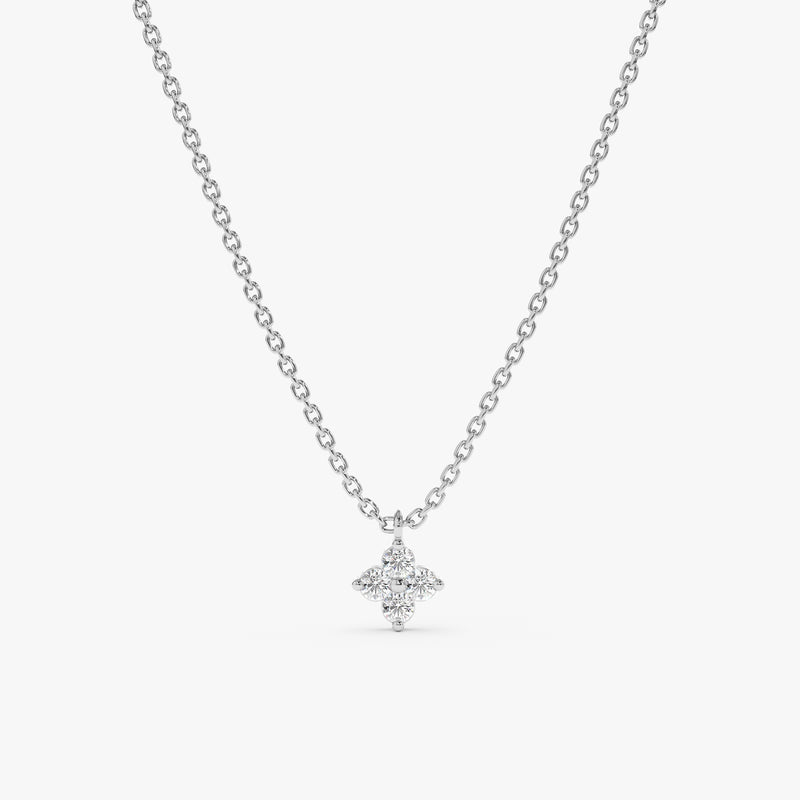  Lucky four-leaf clover necklace with diamond petals in white gold