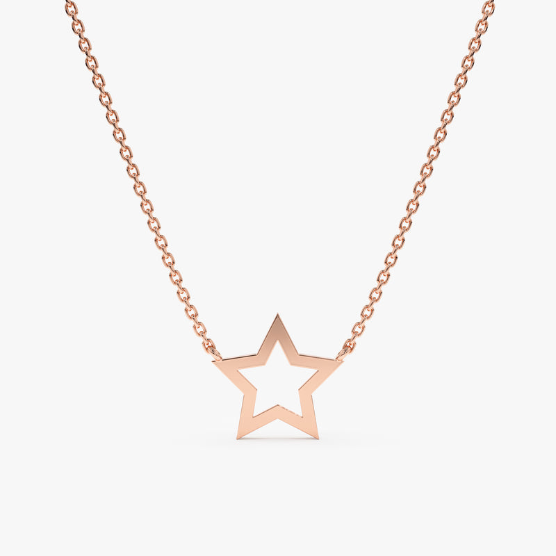 Rose Gold Star Outline Necklace