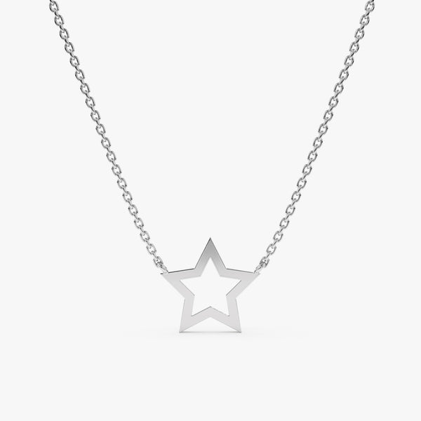 White Gold Mini Star cutout Pendant