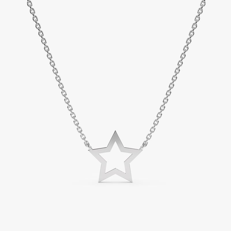 White Gold Mini Star cutout Pendant