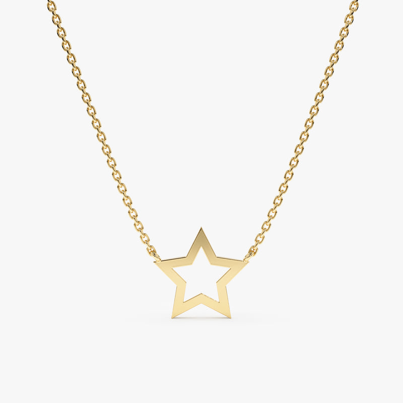Yellow Gold Cut Out Star Necklace