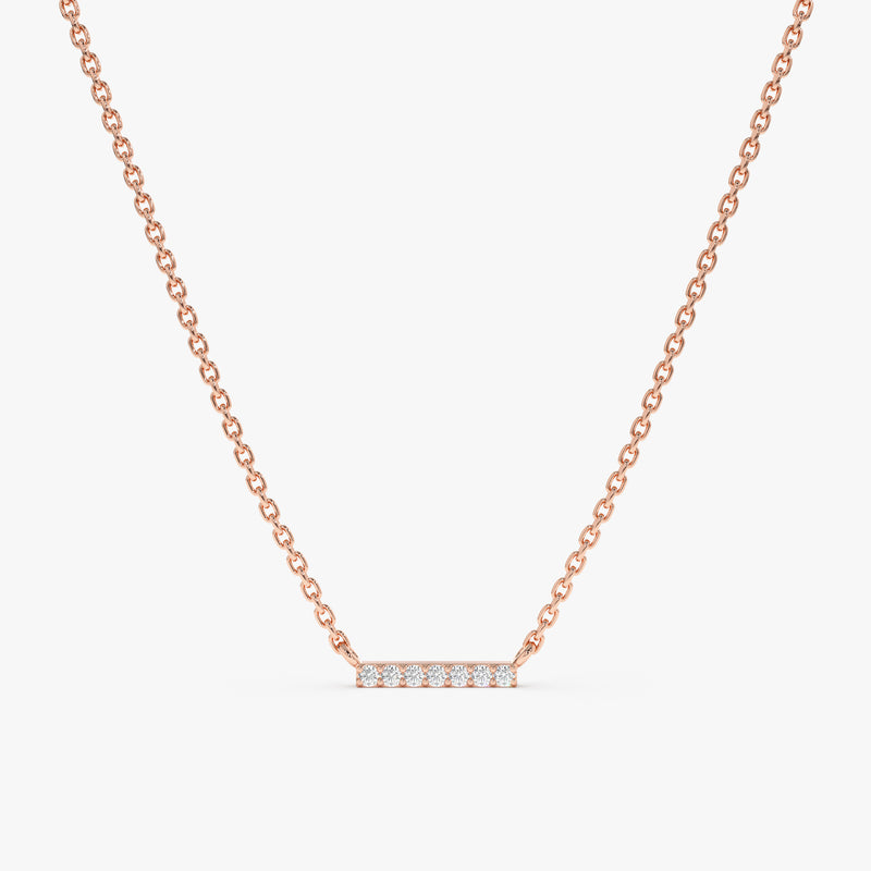 Rose Gold Diamond Bar Necklace