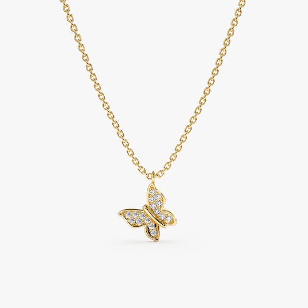 Yellow Gold Diamond Butterfly Necklace