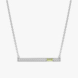 White Gold Peridot Diamond Bar Necklace