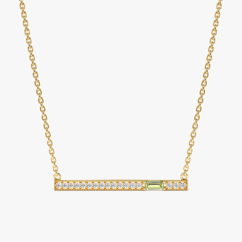 Peridot Diamond Bar Necklace