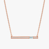 Dainty Rose Gold Baguette Aquamarine Pendant