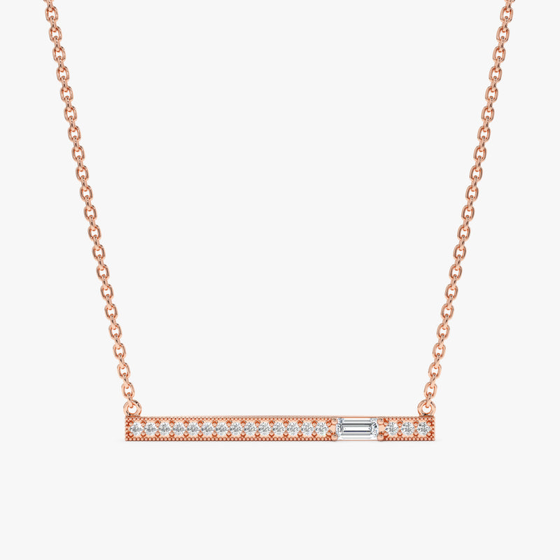 Rose Gold Diamond Bar Necklace