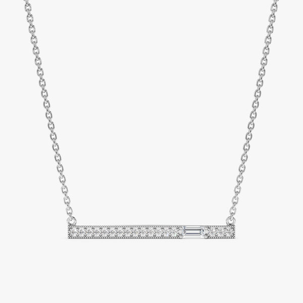 White Gold Diamond Bar Necklace