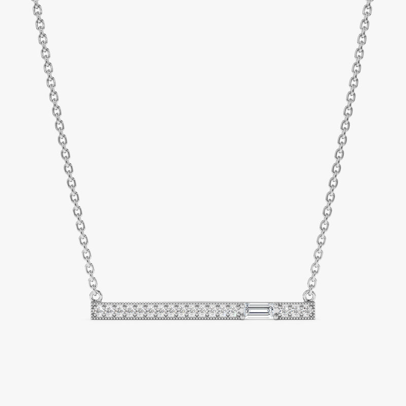 White Gold Diamond Bar Necklace