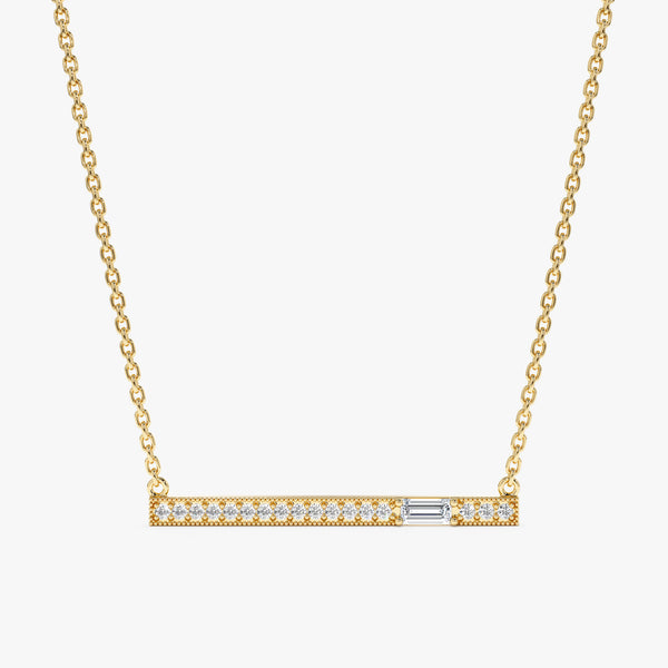 Yellow Gold Diamond Bar Necklace