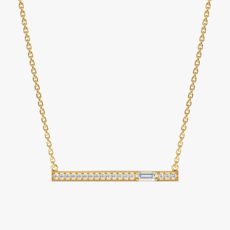 Yellow Gold Diamond Bar Necklace
