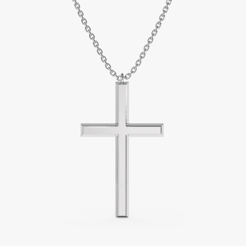 White Gold Large Cross Necklace