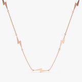 Rose Gold Lightning Bolt Station Necklace