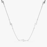 White Gold Lightning Bolt Station Necklace
