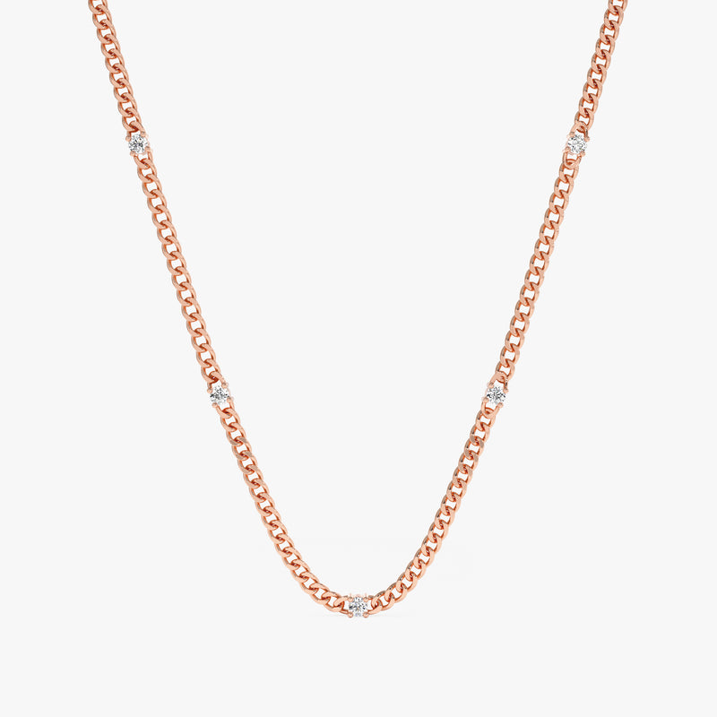 Rose Gold Prong Set Diamond Miami Cuban Chain