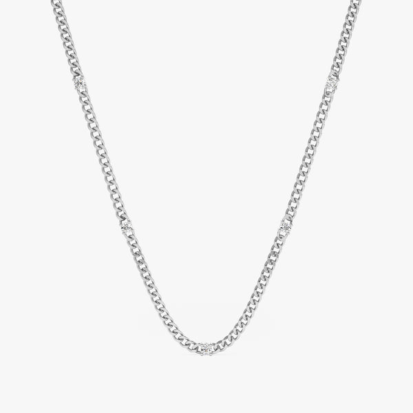 White Gold Miami Chain with Diamonds